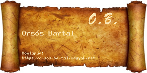 Orsós Bartal névjegykártya